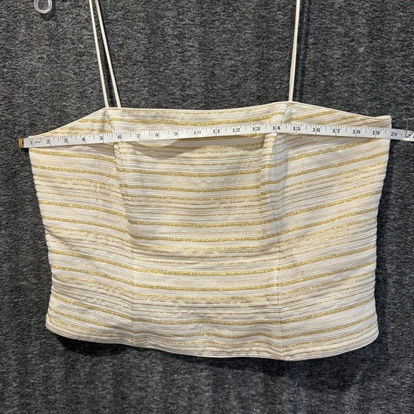 JS collections formal, twinset top and jacket, ivory Gold metallic stripe Sz 16 - Picture 9 of 16